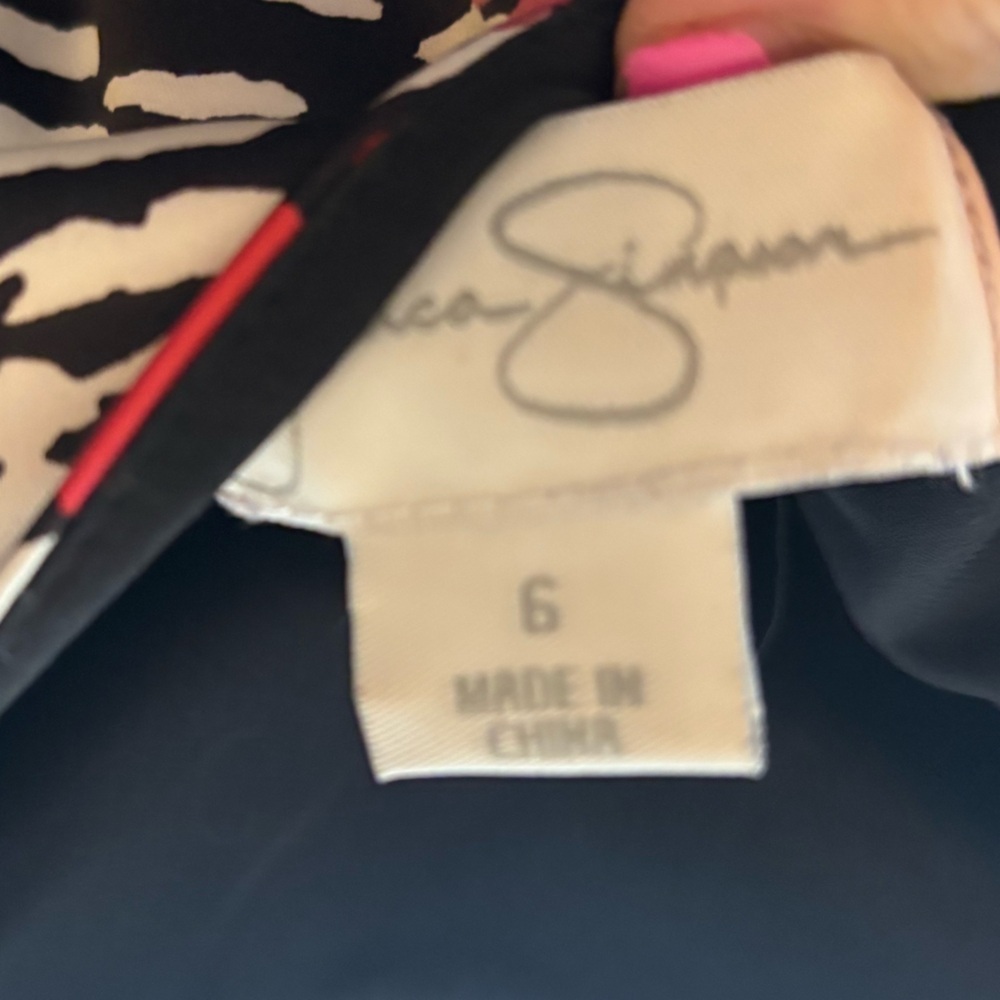 Jessica Simpson One-Shoulder Coral and Olive Print Dress - size 6 - Picture 3 of 8